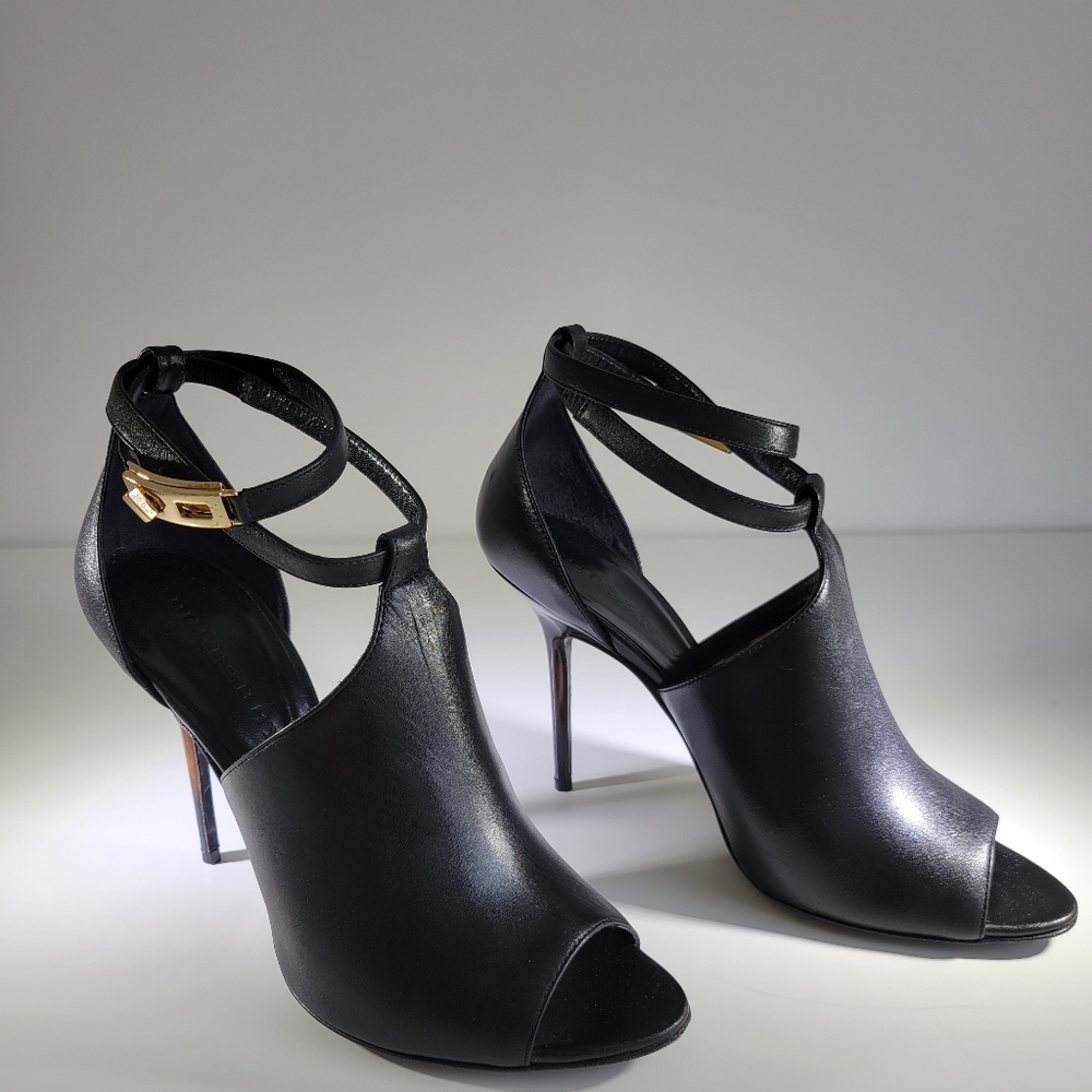Burberry Black Heels with Gold Accents